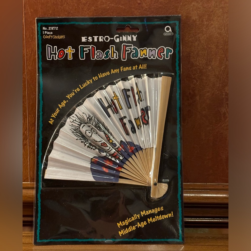 Hot Flash Fanner Novelty Gag Gift Magically Manages Middle-Aged Meltdown Joke